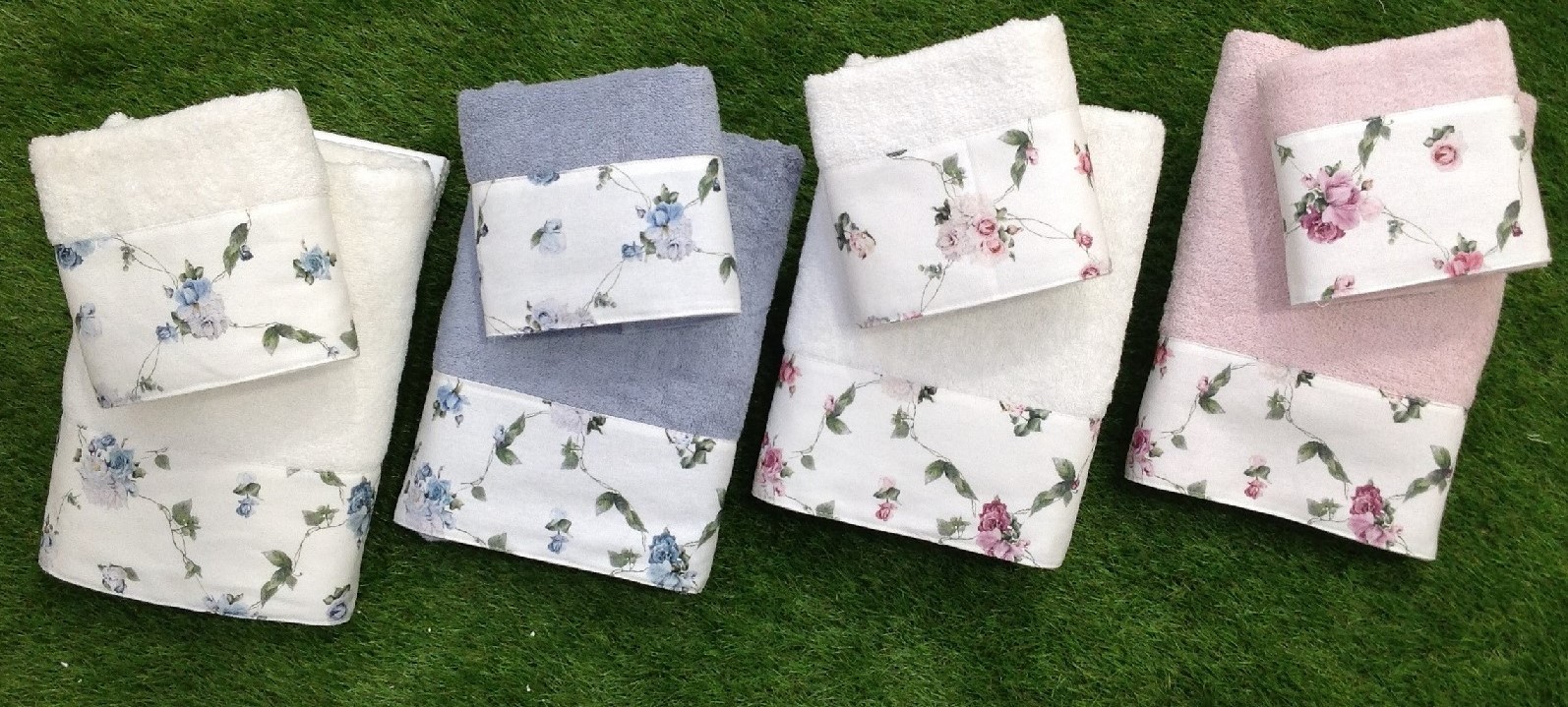 03555-000-3550-jpg Coppia spugna balza fiori ANNA COLLEZIONE - immagine 1